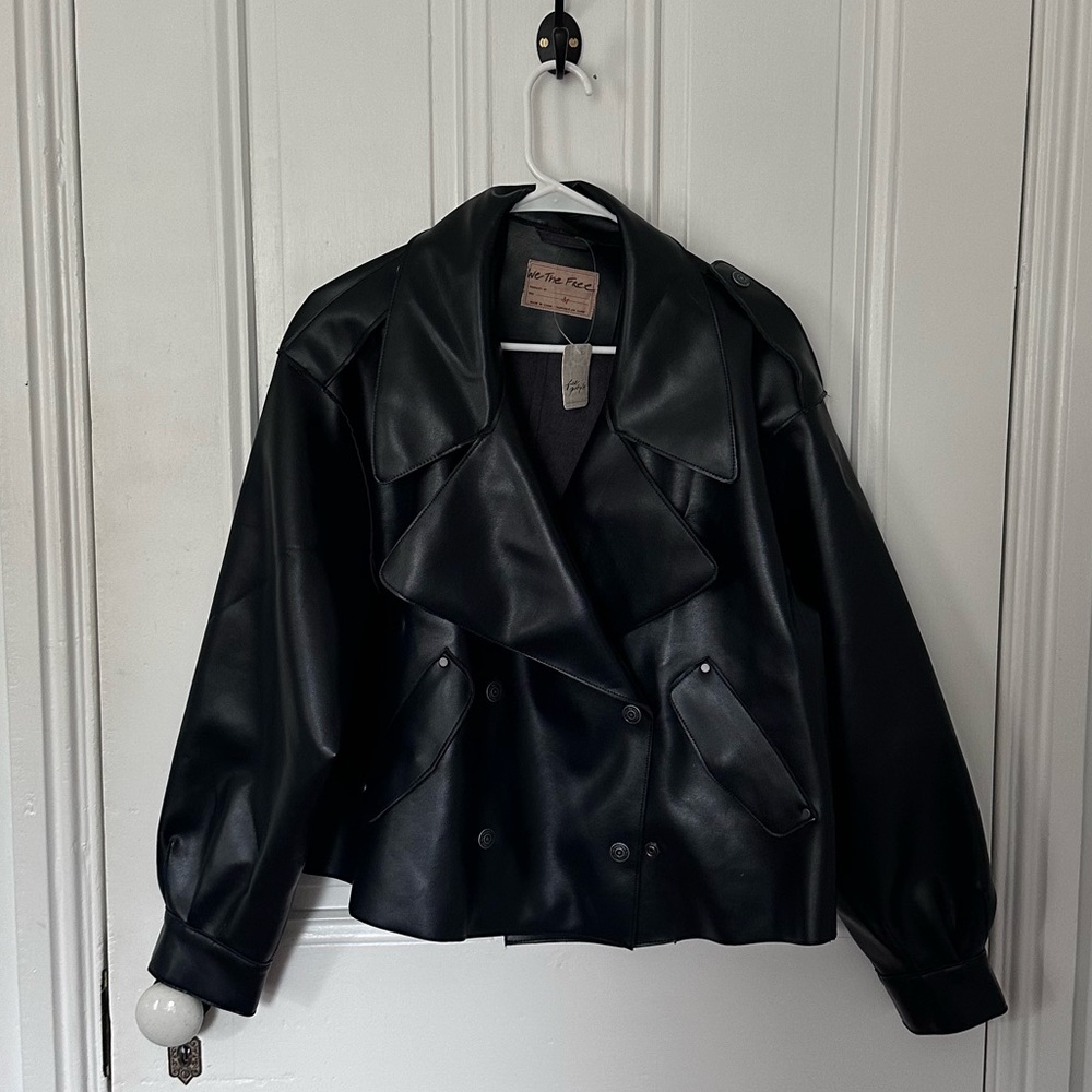 NWT free people oversized biker leather jacket